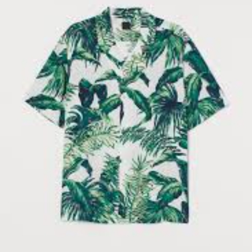 H&M Hawaiian Print Resort Shirt Men's Sz L